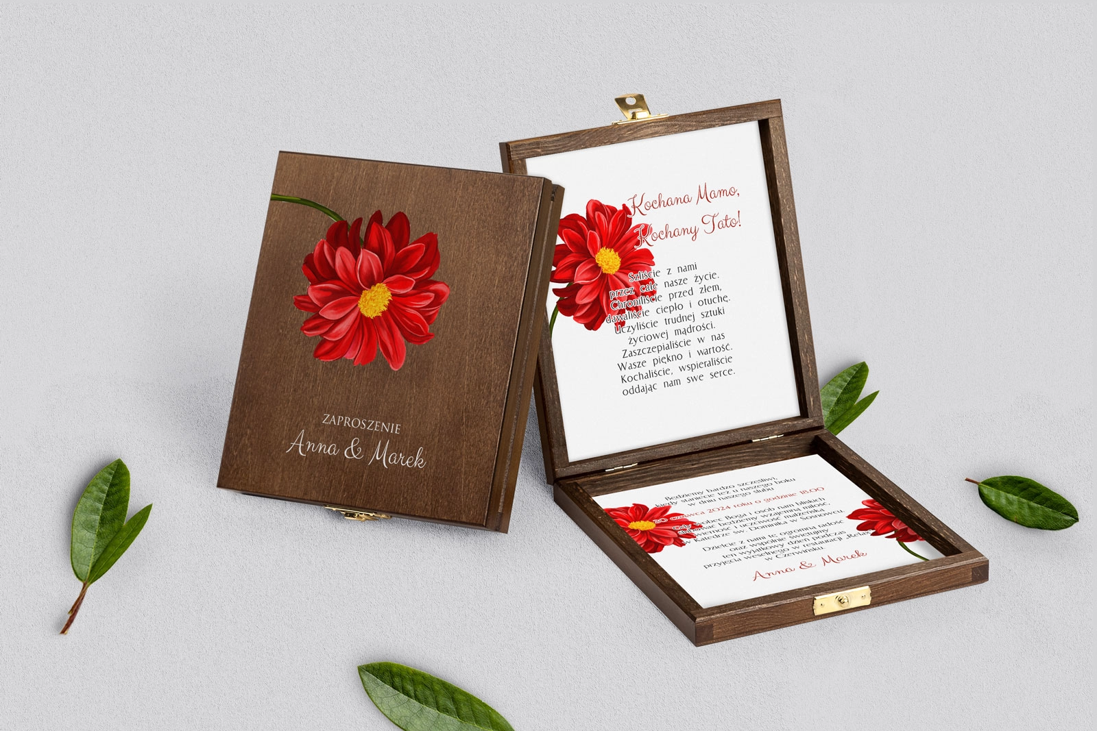 Zaproszenie dla Rodziców - brązowe Sweet Love Motyw 5