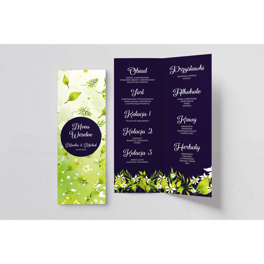 Menu Weselne Wildflowers - Motyw 3