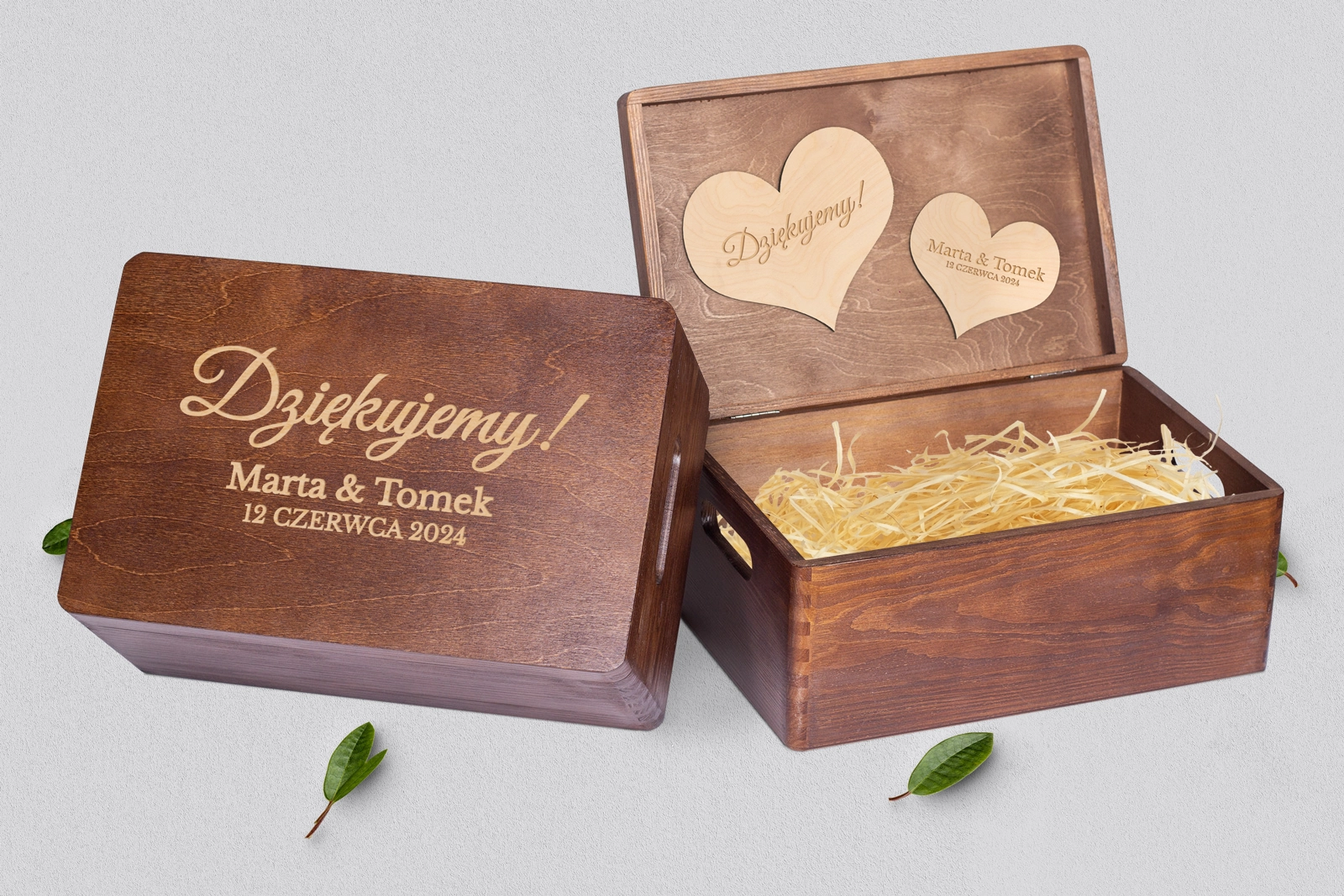 Skrzyneczka dla Rodziców - brązowa Marmur & Złoto - Motyw 4