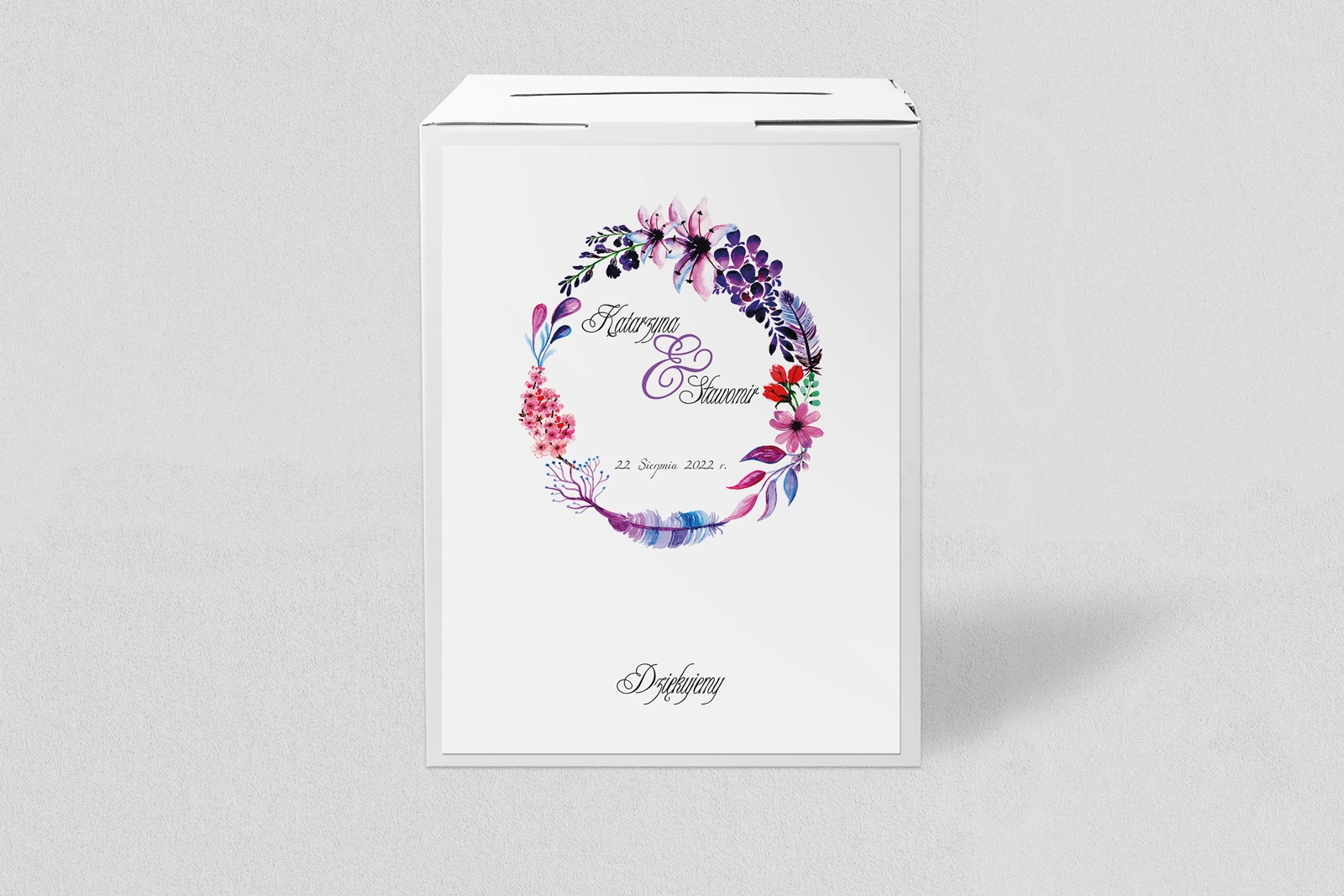 Pudełko na koperty i pieniądze Akwarelowe Wianki Motyw 7