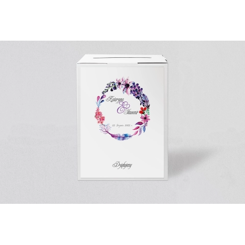 Pudełko na koperty i pieniądze Akwarelowe Wianki Motyw 7