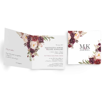 Zaproszenia ślubne Fabello - Składane Kwadrat Motyw 2