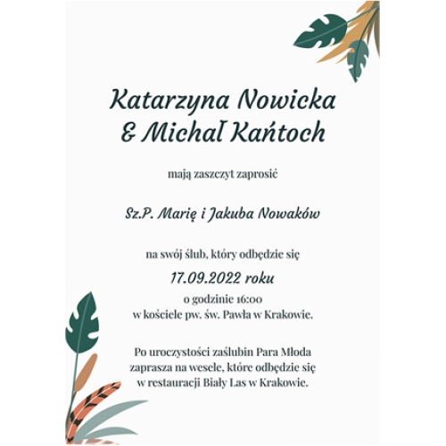 Zaproszenia ślubne Boho wedding - Motyw 3