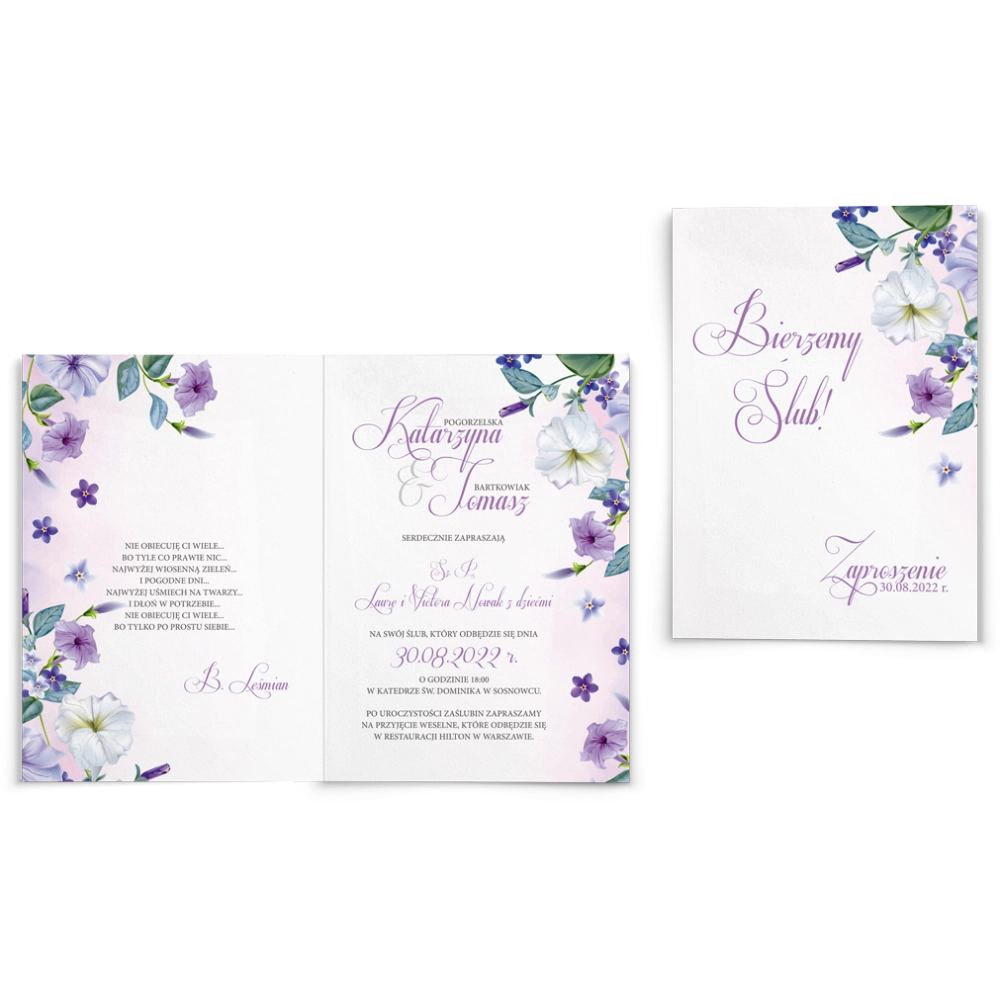 Zaproszenia ślubne About You - Składane Motyw 2