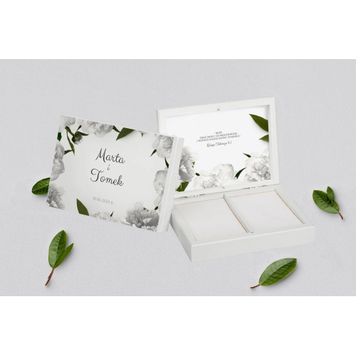 Pudełko na obrączki prostokątne białe - Soft Motyw 3