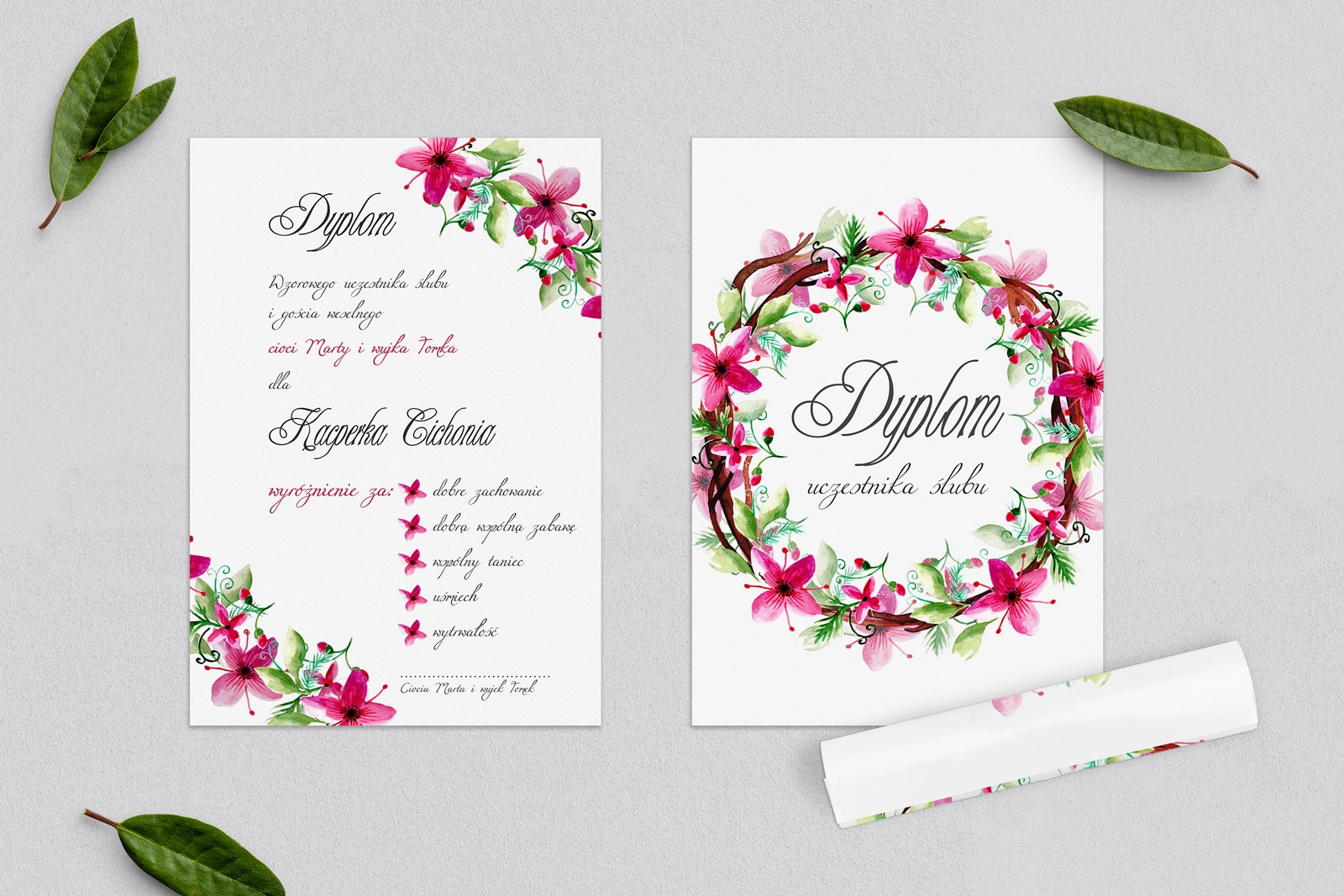 Dyplomy dla Dzieci - Akwarelowe Wianki Motyw 2