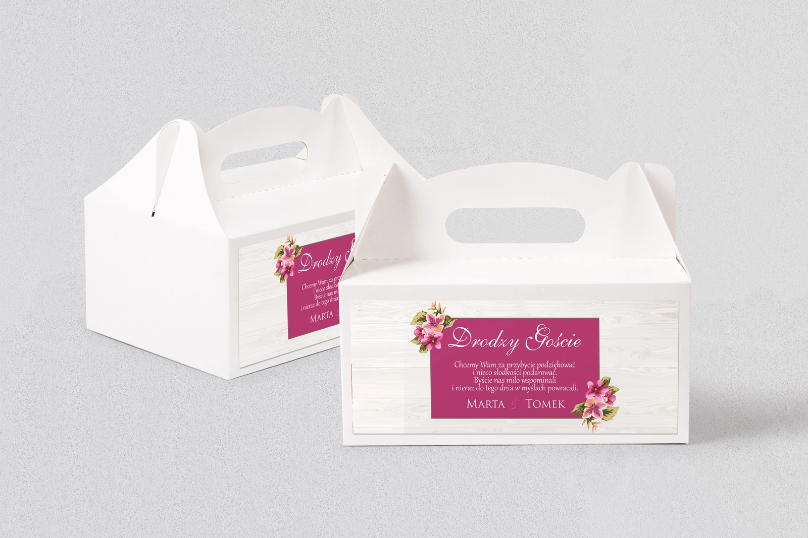 Pudełko na ciasto weselne Biała Stodoła - Motyw 3