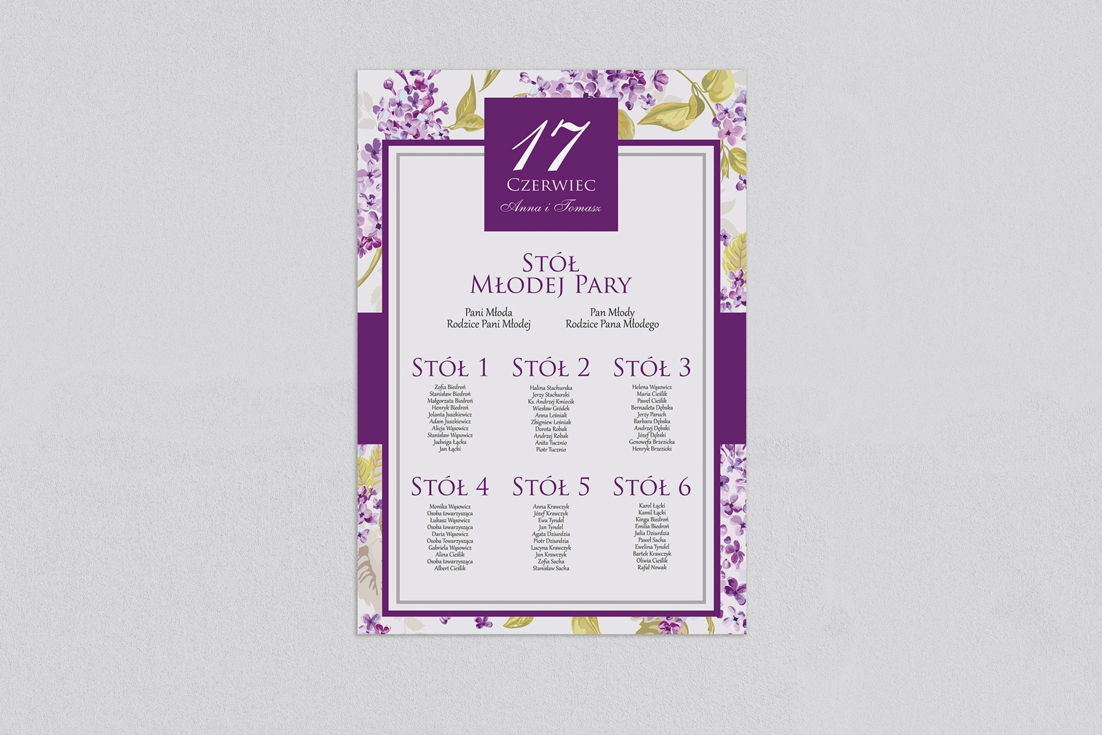 Plan stołów weselnych Nasz Dzień Motyw 2