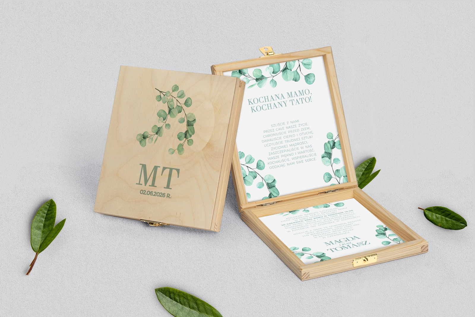 Zaproszenie dla Rodziców - naturalne Eukaliptus Motyw 2