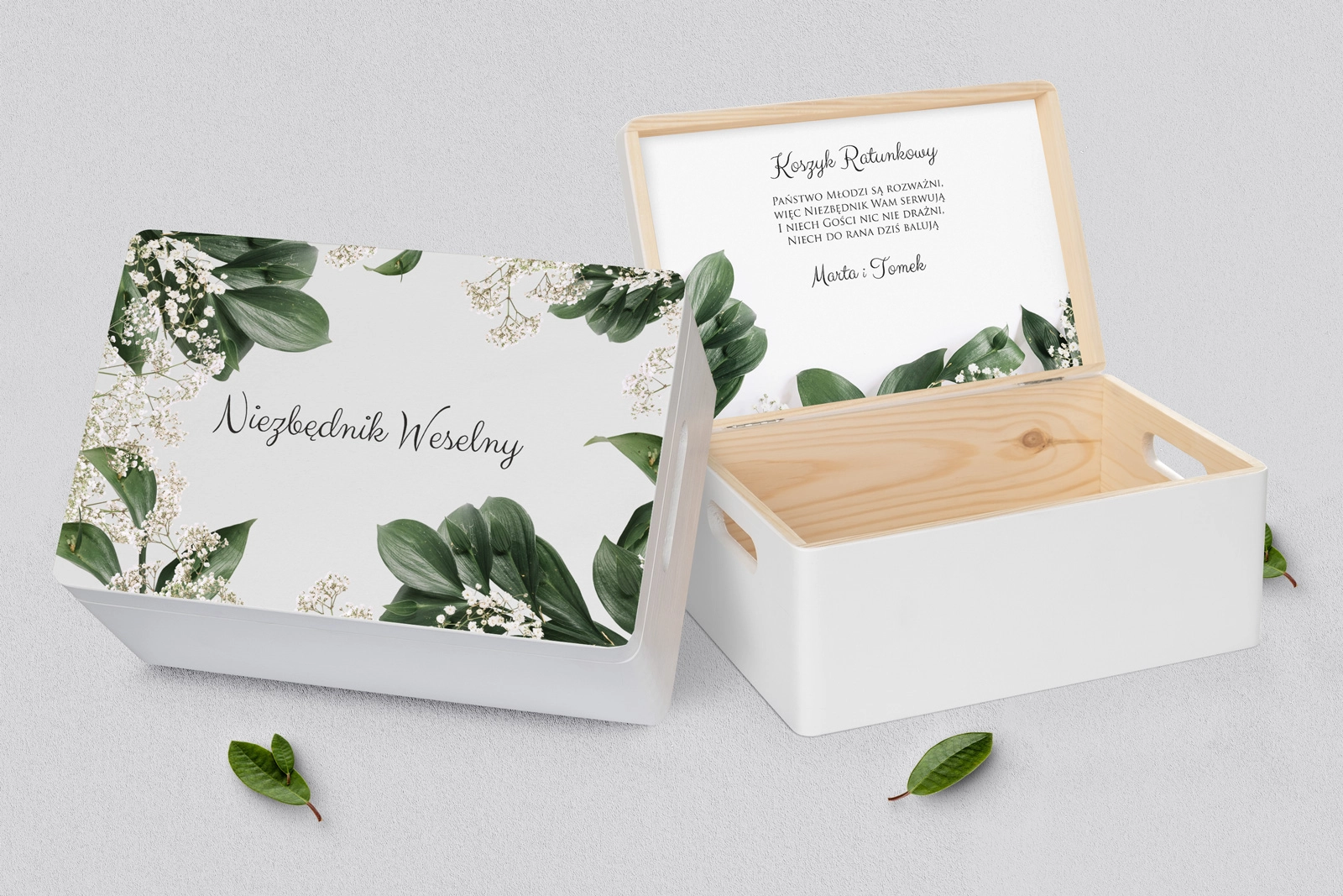 Koszyczek ratunkowy weselny biały - Soft Motyw 1