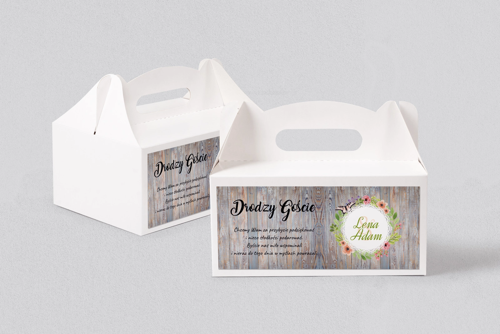 Pudełko na ciasto weselne Rustical Motyw 11