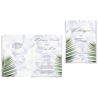 Zaproszenia ślubne Marble leaf - Składane Motyw 1