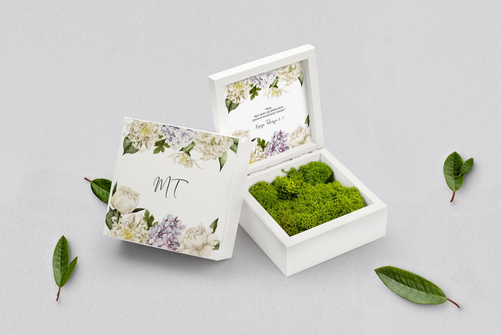 Pudełko na obrączki białe - Ofelia Motyw 2