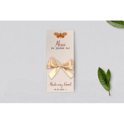 Podziękowanie Merci - Karteczka Butterflies - Motyw 4