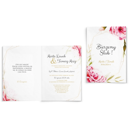 Zaproszenia ślubne Flowers & Frame - Składane Motyw 5