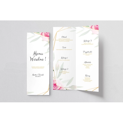 Menu Weselne Flowers & Frame - Motyw 4