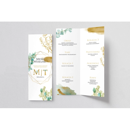 Menu Weselne Golden Green - Motyw 1