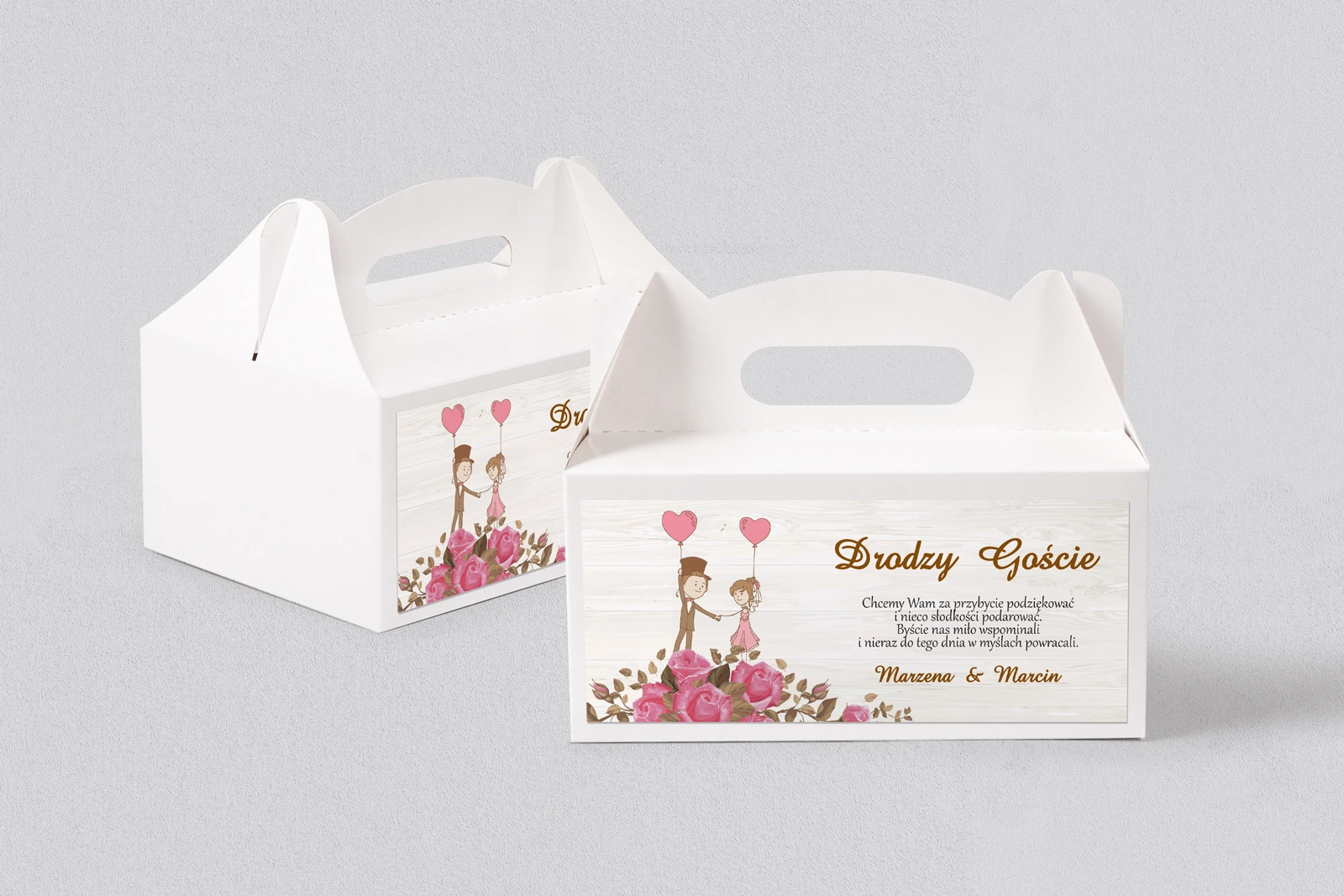 Pudełko na ciasto weselne Naturalna Miłość Motyw 3