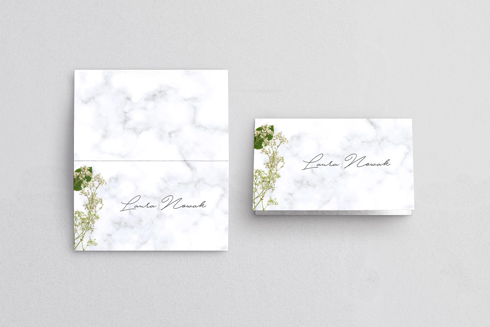 Winietki ślubne składane Marble leaf - Motyw 3