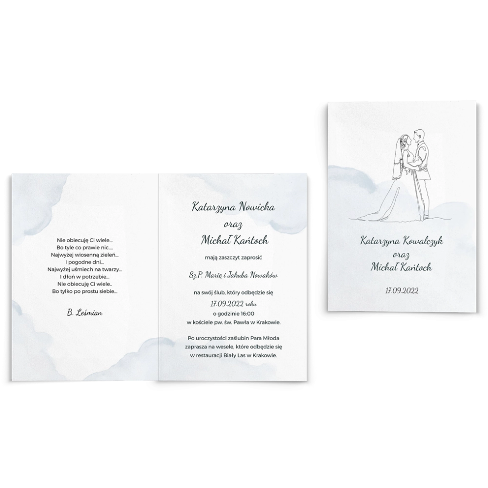 Zaproszenia ślubne True Love - Składane motyw 3