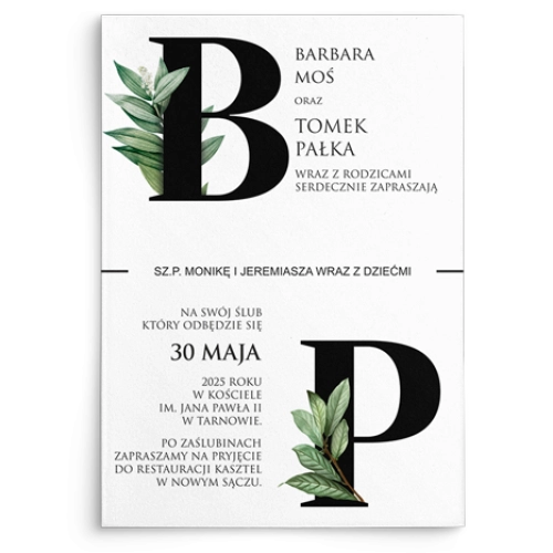 Zaproszenia ślubne Letters -  motyw 3