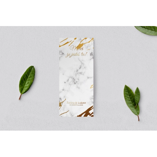 Podziękowanie Merci - Karteczka Marmur & Złoto - Motyw 3