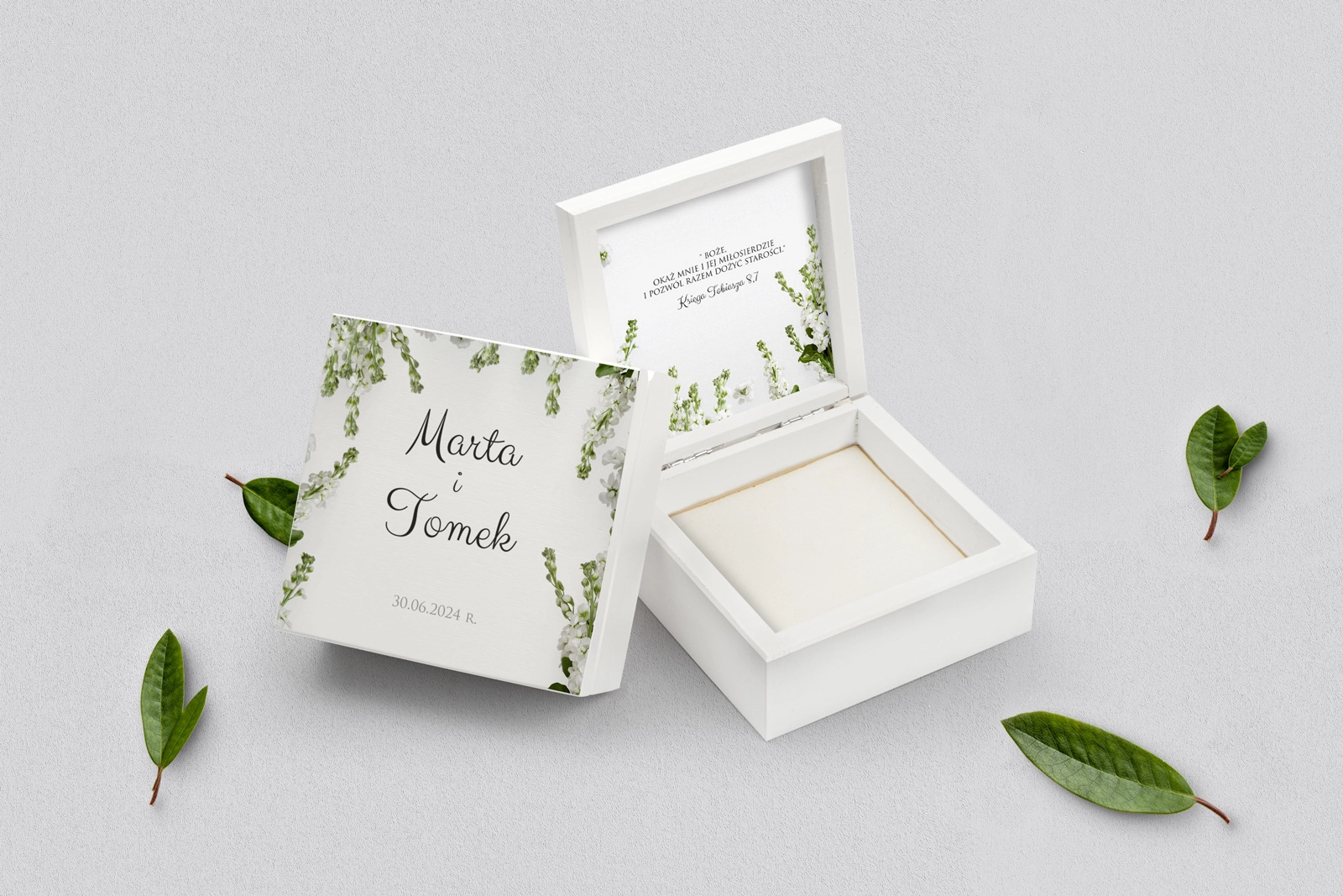 Pudełko na obrączki białe - Soft Motyw 8