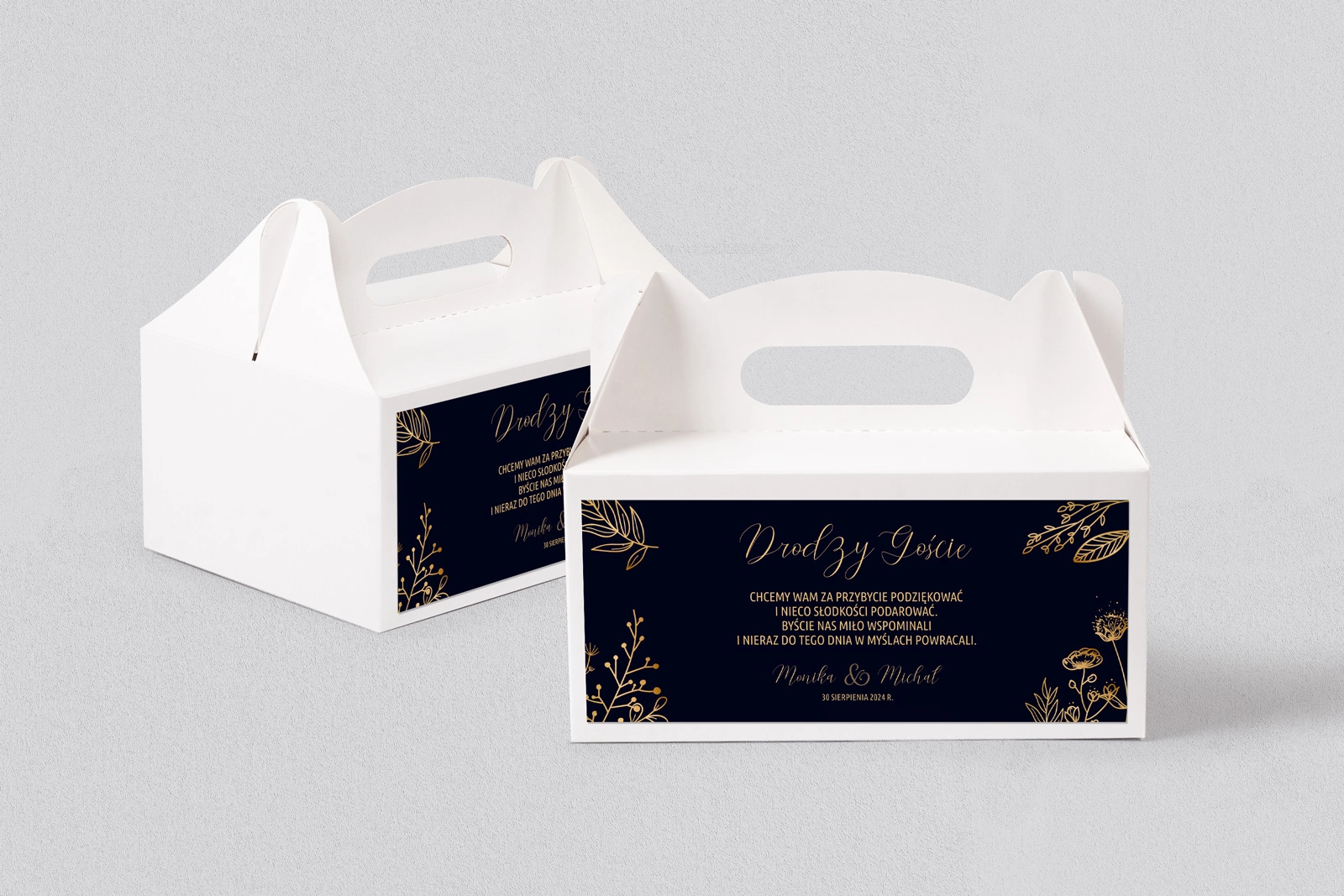 Pudełko na ciasto weselne Goldish - Motyw 2