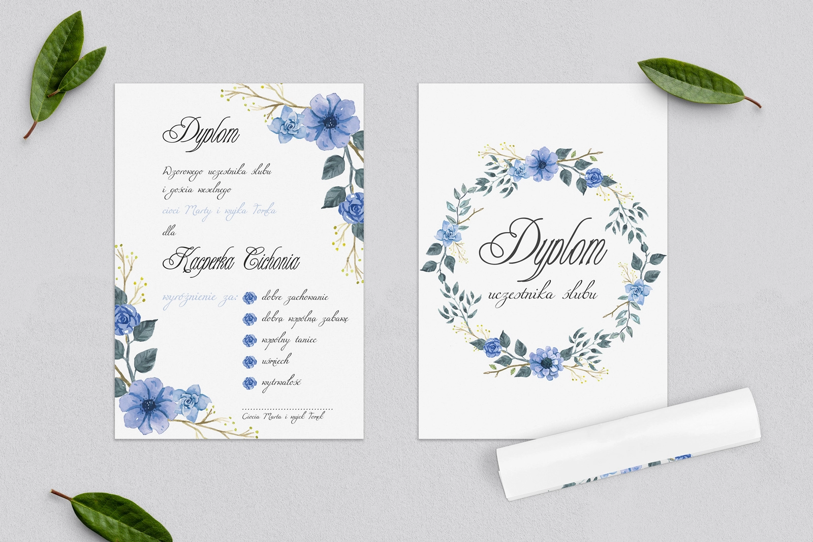 Dyplomy dla Dzieci - Akwarelowe Wianki Motyw 1