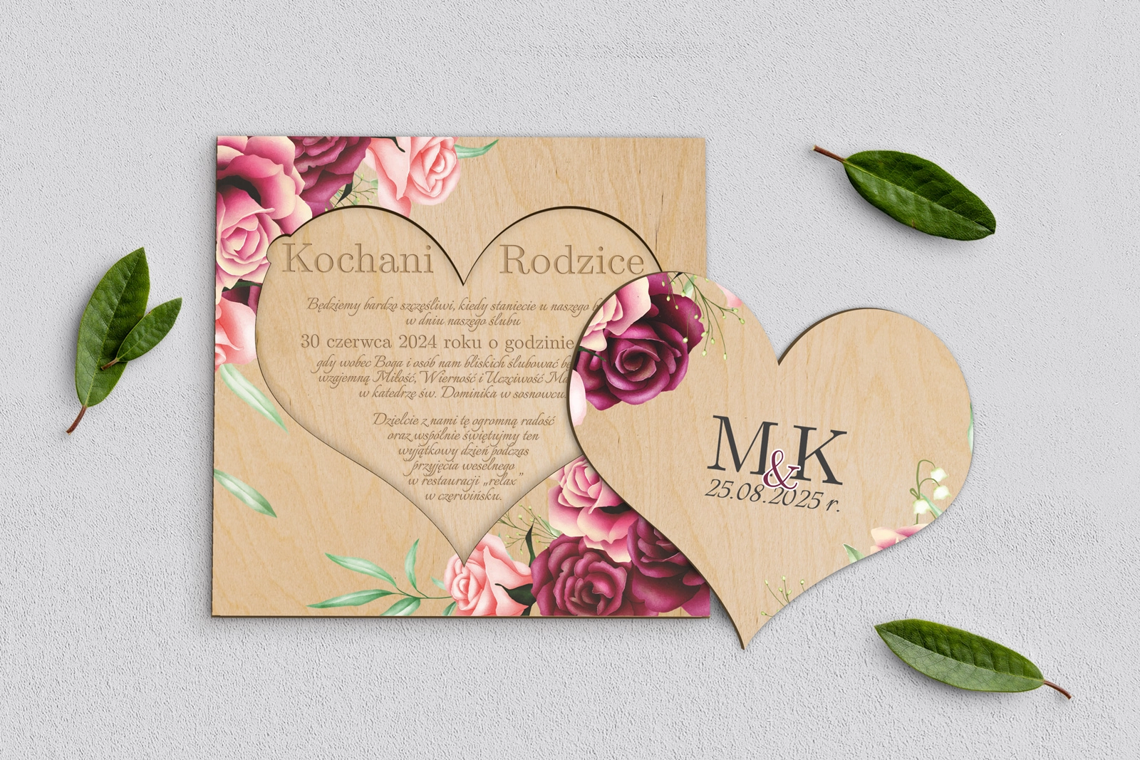 Drewniane Zaproszenie dla Rodziców - Fabello Motyw 3