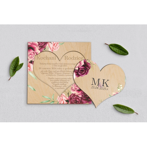 Drewniane Zaproszenie dla Rodziców - Fabello Motyw 3