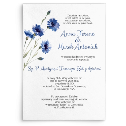 Zaproszenia ślubne Sweet Love - Motyw 1