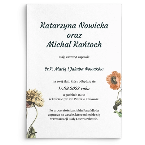 Zaproszenia ślubne Wild Nature - Motyw 2