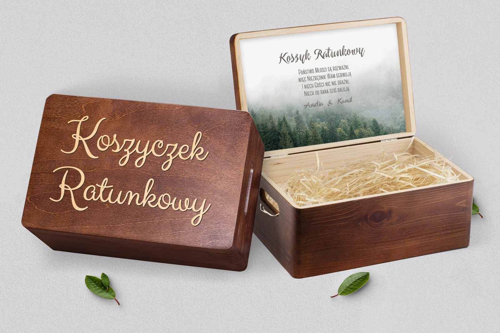 Koszyczek ratunkowy weselny brązowy - Forest - Motyw 2