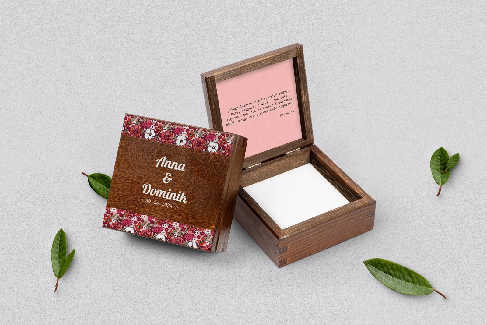 Pudełko na obrączki brązowe - Retro Style Motyw 2