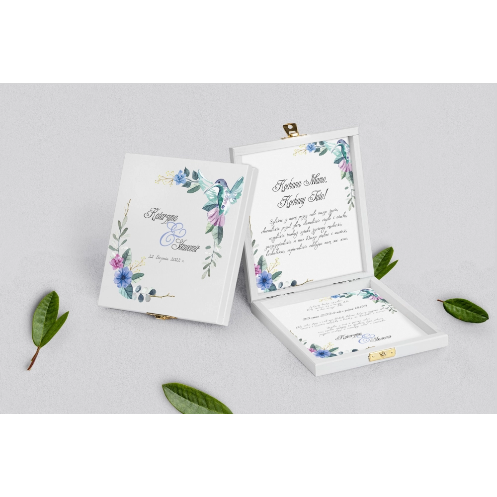 Zaproszenie dla Rodziców - białe Akwarelowe Wianki Motyw 8