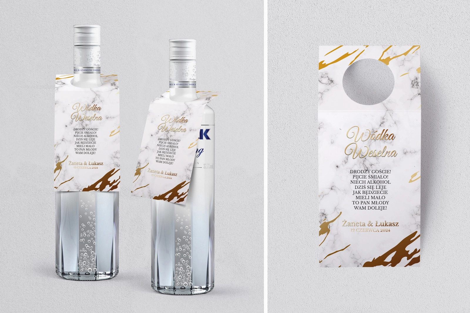 Zawieszka na alkohol oczko Marmur & Złoto - Motyw 3