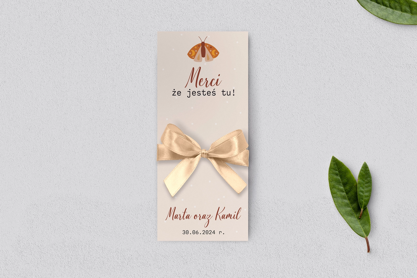 Podziękowanie Merci - Karteczka Butterflies - Motyw 3