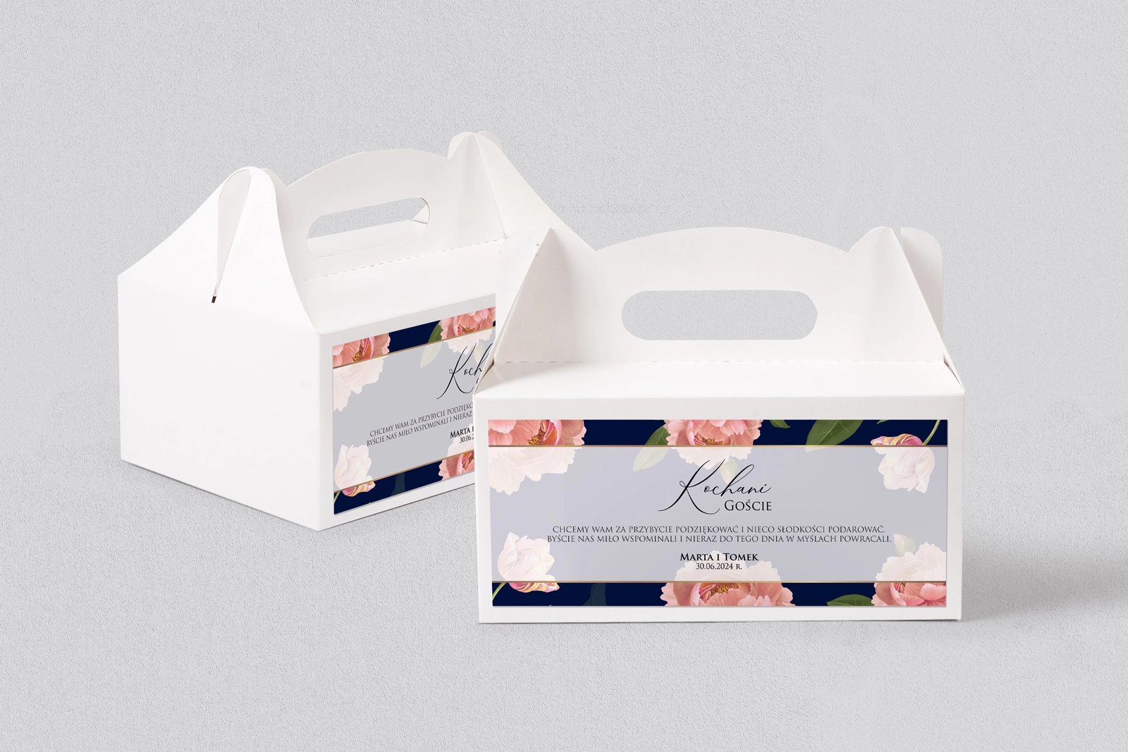 Pudełko na ciasto weselne Loveletter - Motyw 6