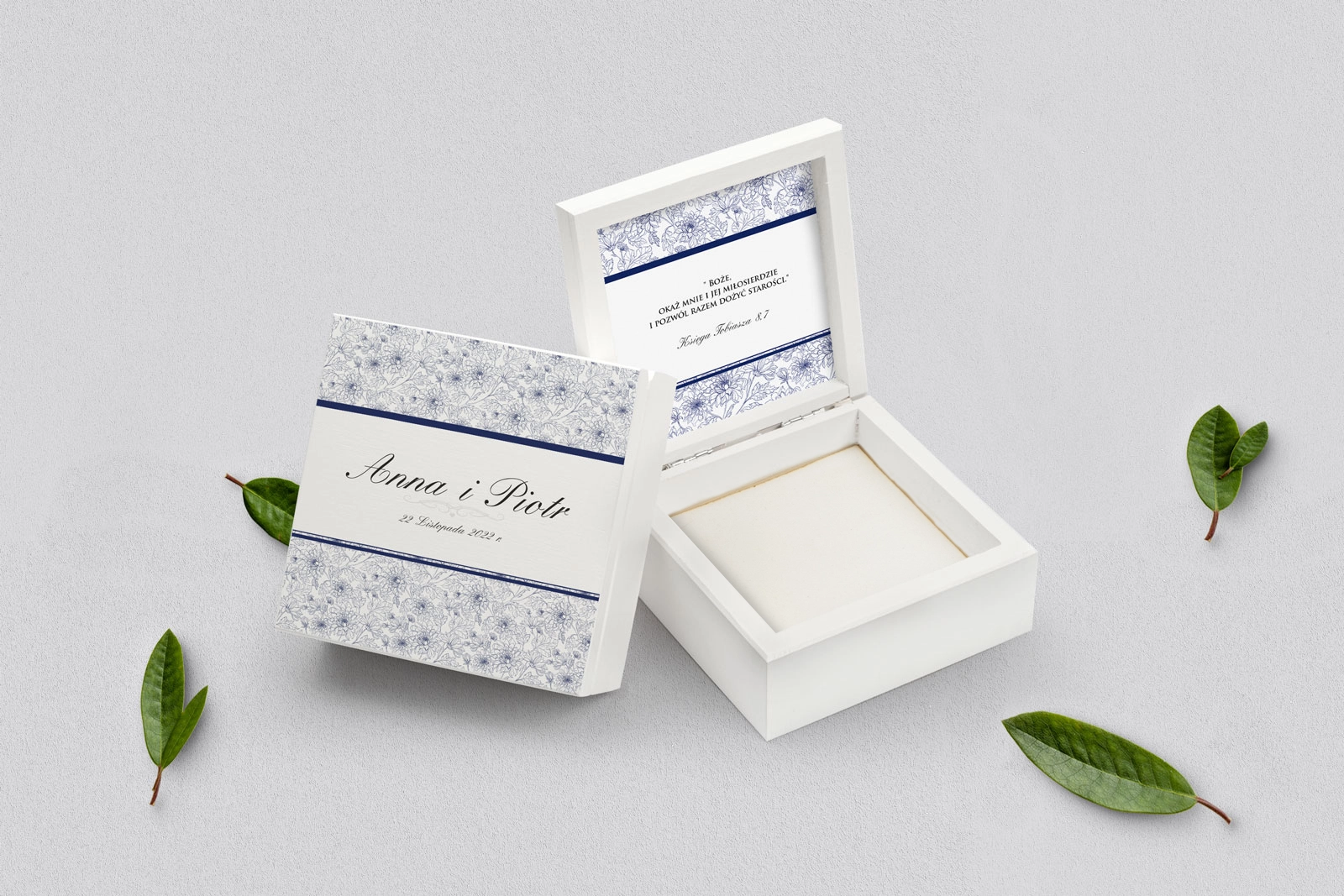 Pudełko na obrączki białe - Ornaments Motyw 1