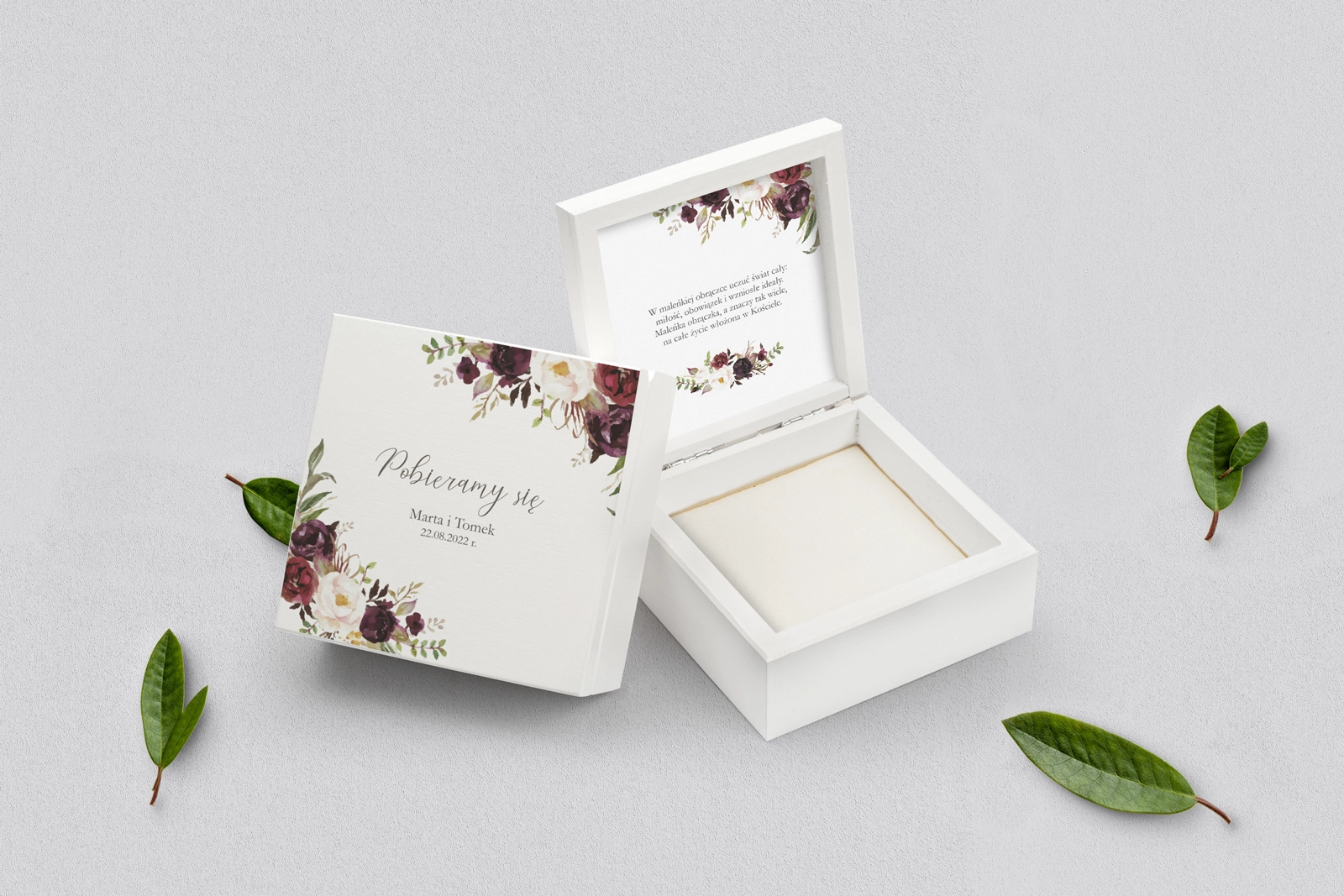 Pudełko na obrączki białe - PasteLove Motyw 3