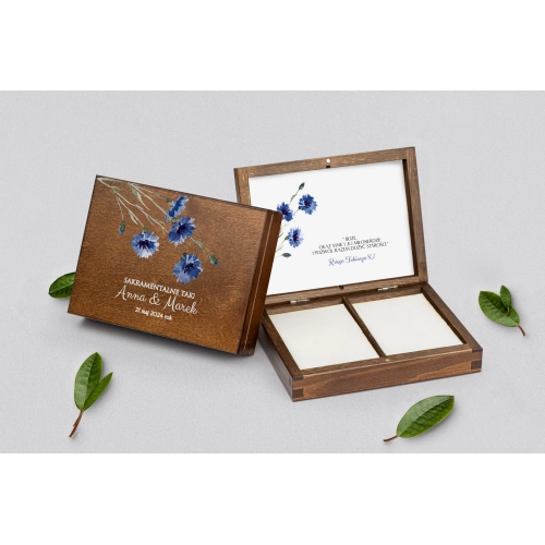 Pudełko na obrączki prostokątne brązowe - Sweet Love Motyw 1