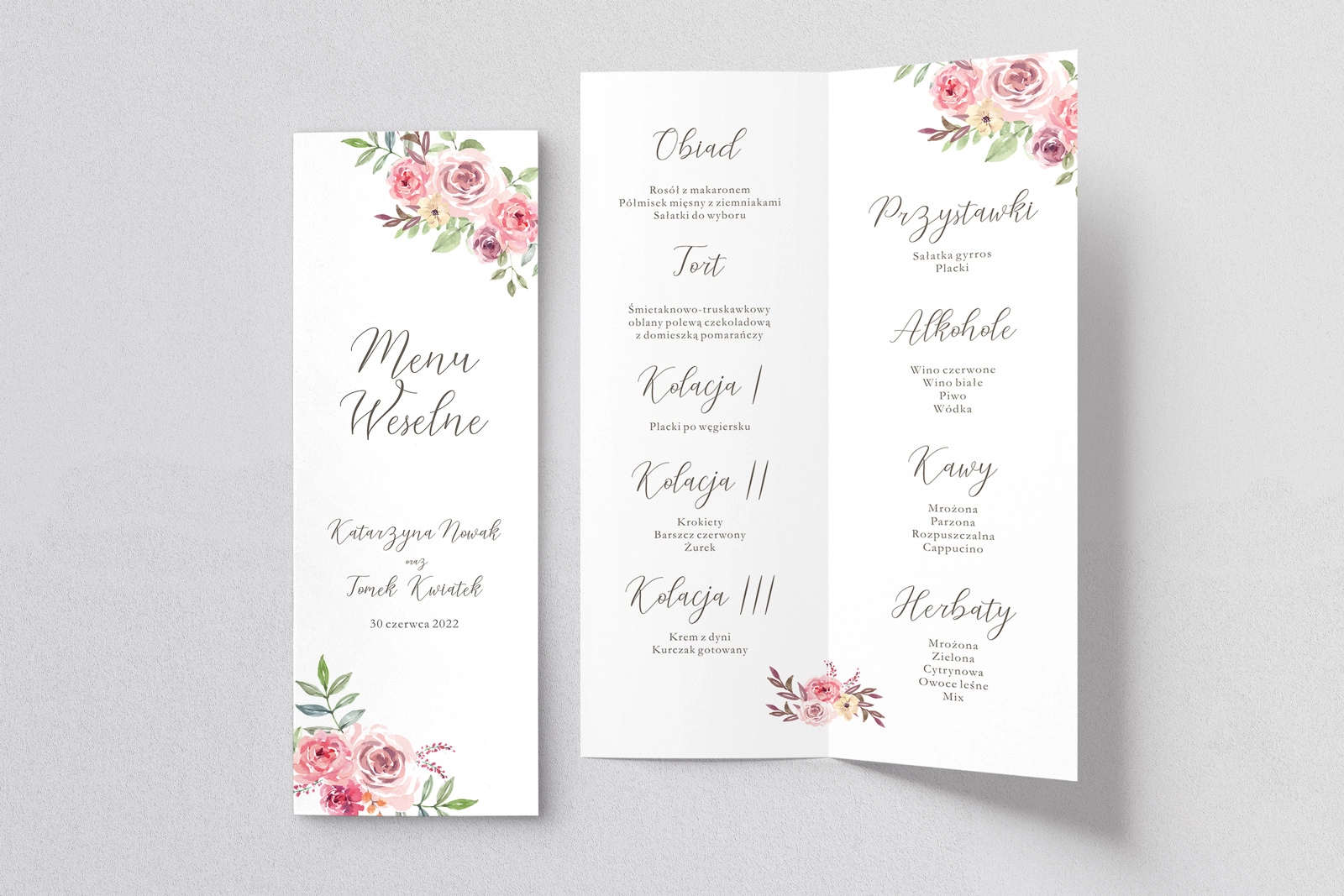 Menu Weselne PasteLove - Motyw 2