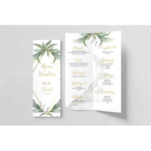 Menu Weselne Liście - Motyw 1