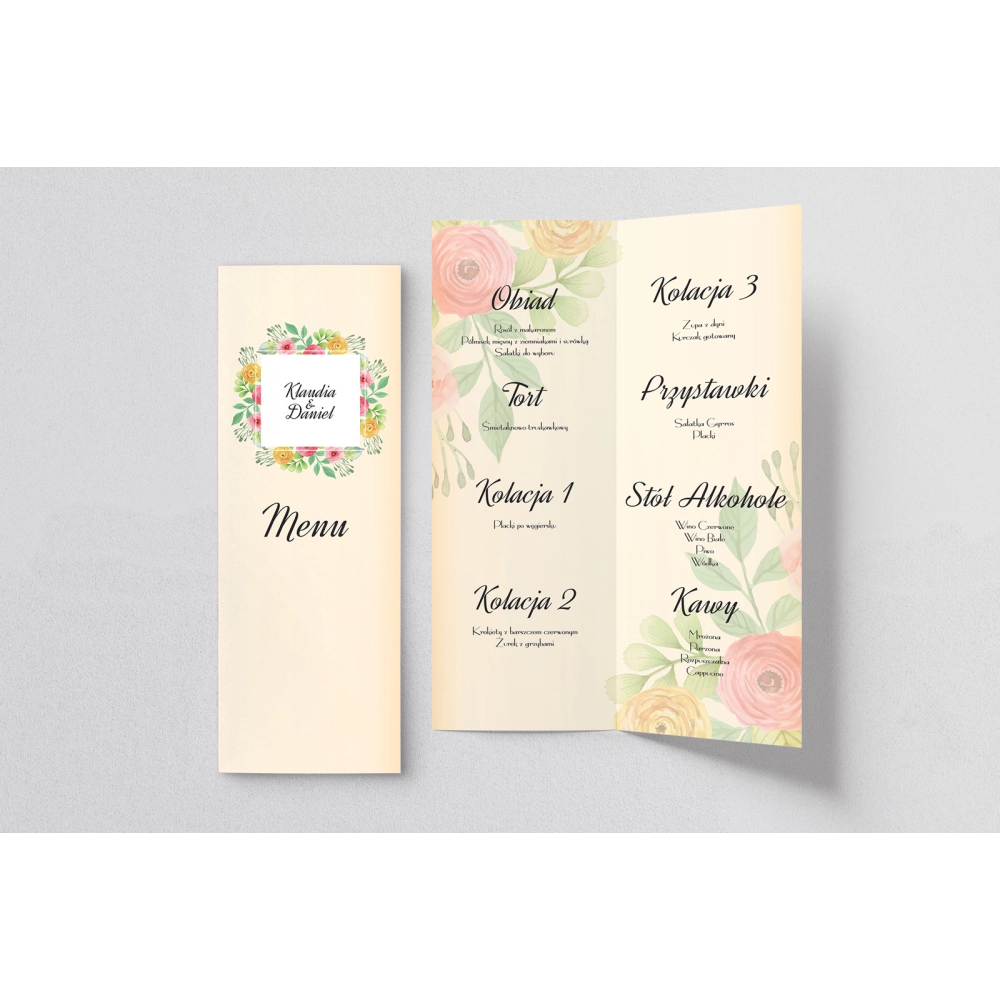 Menu Weselne love Motyw 15