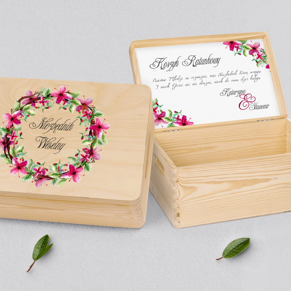 Koszyczek ratunkowy weselny naturalny - Akwarelowe Wianki Motyw 2