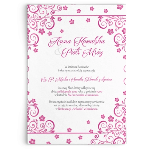 Zaproszenia ślubne Maja- Motyw Amarantowy