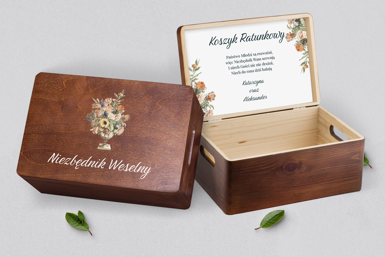 Koszyczek ratunkowy weselny brązowy - Rustic Summer Motyw 2