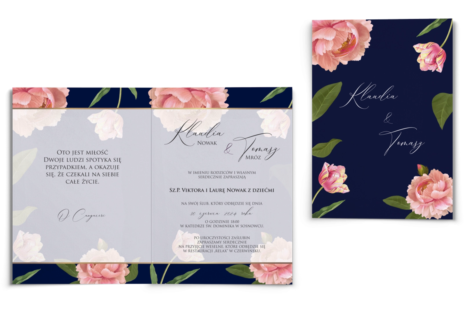 Zaproszenia ślubne Loveletter - Składane Motyw 6