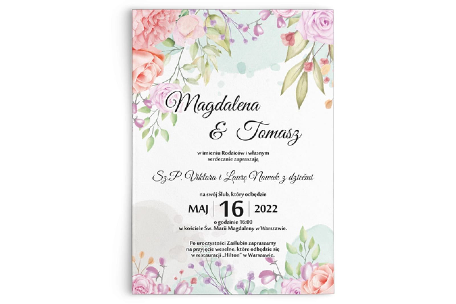 Zaproszenia ślubne Amelia- Motyw 2